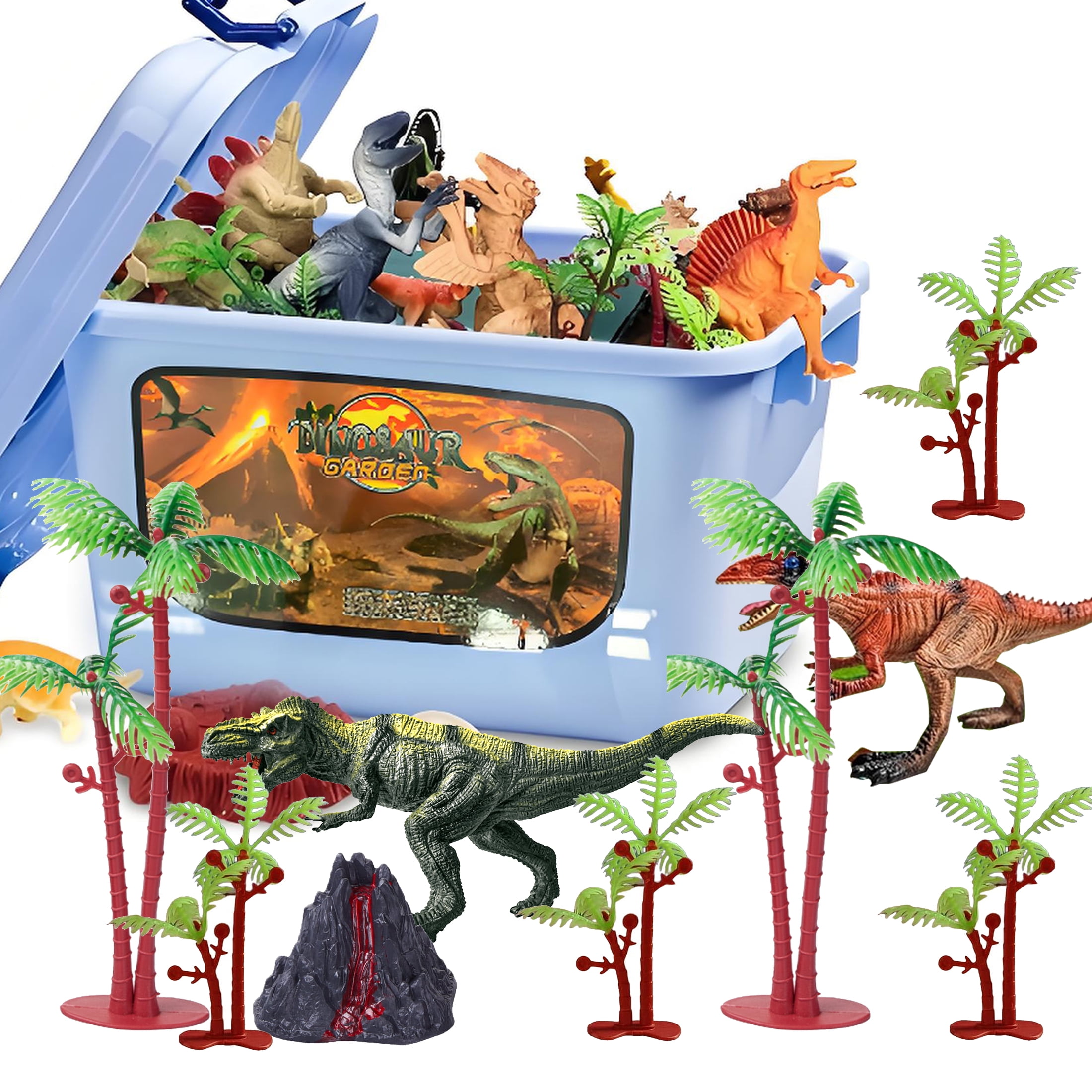 KOPPOP Dinosaur Playset (54PCS) - Realistic Dino Figures with Activity Mat & Storage Box, Toddler Dinosaur Toys,STEM Educational Toy for Kids Ages 3-6 (Boys & Girls).