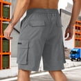 thumbnail image 3 of Nestiefly Mens Casual Sweat Cargo Cotton Shorts Drawstring Elastic Waist Athletic Workout Gym Jogger Shorts with Pockets Dark Gray 3XL, 3 of 3