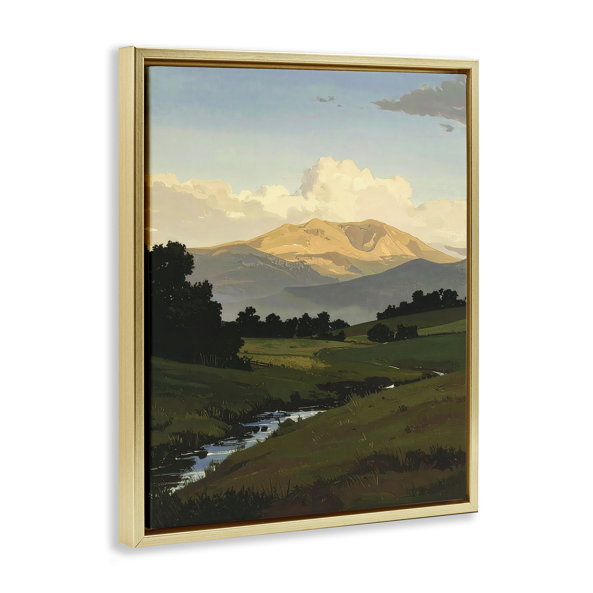 Stupell Industries Across The Valley Nature Gold Framed Floater Canvas Wall Art, design by Alonza Saunders