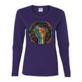 thumbnail image 2 of Wild Bobby The Power of Unity Colorful Fist Puff Print Fashion Womens Graphic Long Sleeve Tee, Purple, Large, 2 of 6