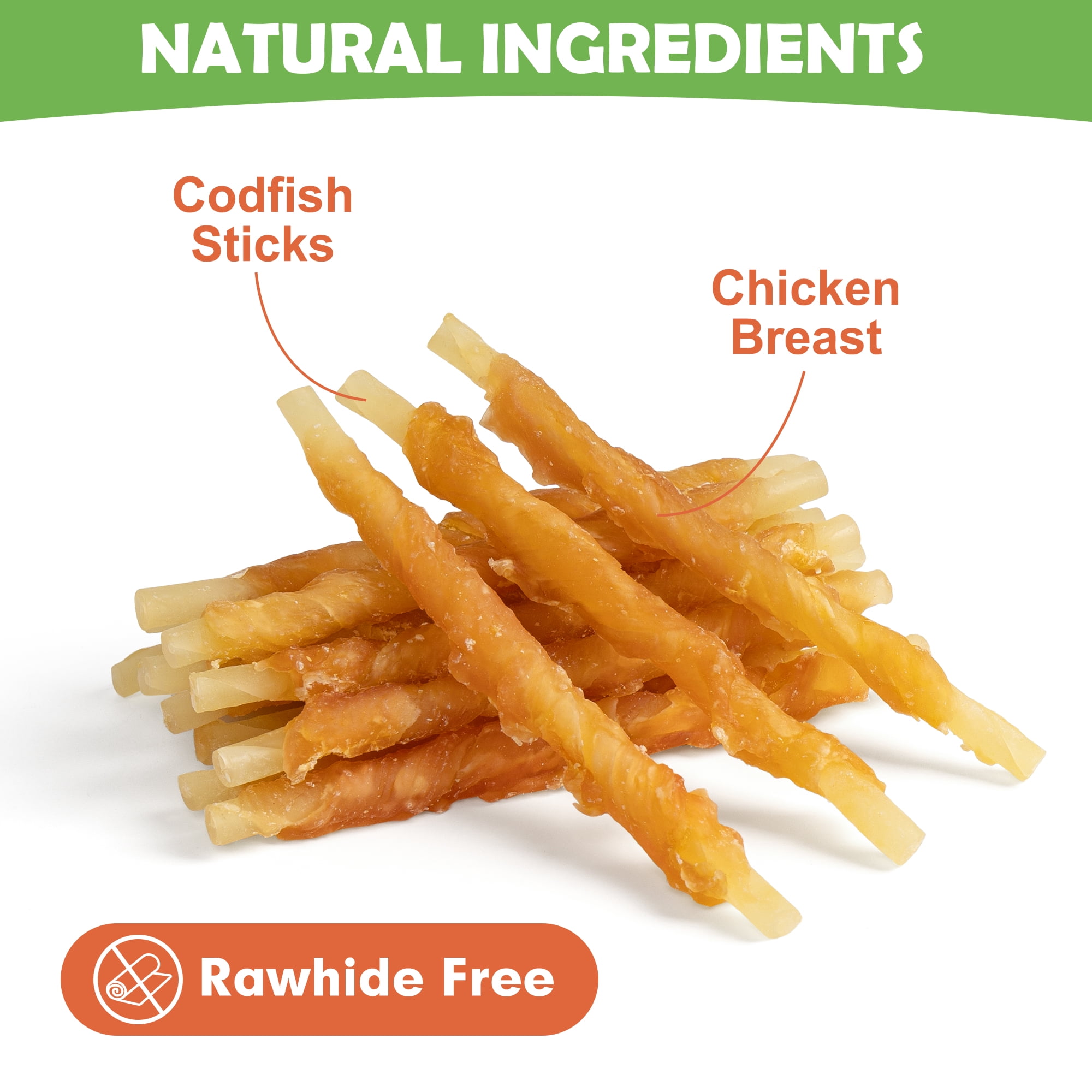 MON2SUN Chicken Wrapped Cod Sticks Small Dog Treats, 14 oz (40 Count)