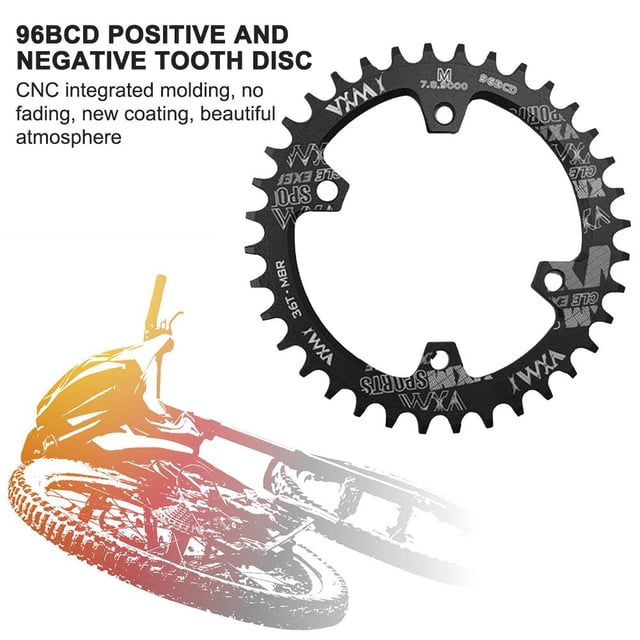 Plato De Bicicleta 96Bcd Bielas para bicicleta MTB, cadena estrecha y ancha 96BCD (negro 36T)