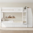 thumbnail image 3 of Mirightone Wood Full over Full Bunk Bed with Desk, Bunk Bed with Storage Drawers and Bookshelves, Full size Bunk Bed for Teens Adults, White, 3 of 6