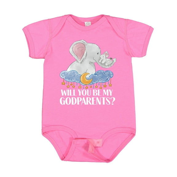 Inktastic Will You Be My Godparents? Elephants Moon and Stars Boys or Girls Baby Bodysuit