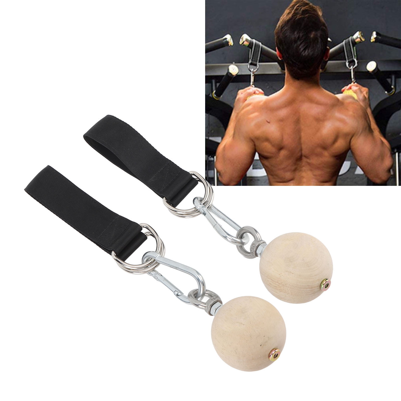 Nieyigj 2PCS Wood Pull Up Ball Climbing Holds with Stainless Steel Hooks Power Training Hand Grips 10.7oz Exercise Equipment for Health and Fitness Rock Climbing Bouldering