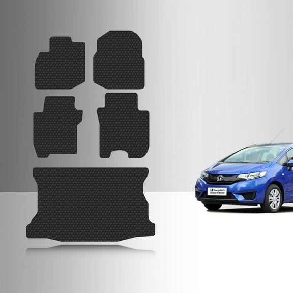 ToughPRO Full Set   Trunk Mats Compatible with Honda Fit 2008 - All Weather Heavy Duty (Made in USA) Black Rubber