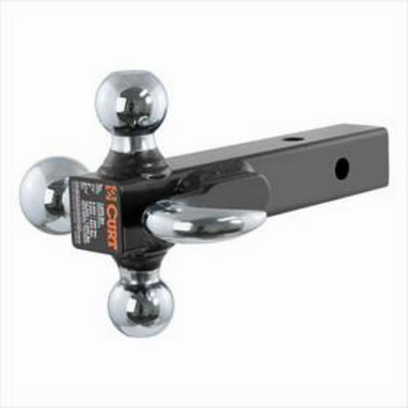 CURT 45675 Multi-Ball Trailer Hitch Ball Mount, 1-7/8, 2, 2-5/16-Inch Balls and Tow Hook, Fits 2-Inch Receiver, 10,000 lbs