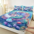thumbnail image 3 of Homewish Cute Cartoon Mermaid Twin Sheet Sets,Oceean Animal Twin Fitted Sheet,Watercolor Sealife Coral Flat Sheet For Girls,Breathable Home Decor,3pcs, 3 of 7