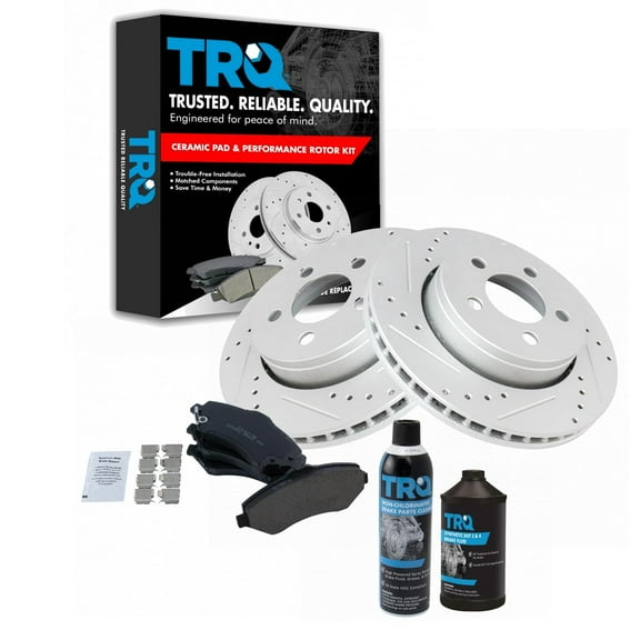 TRQ Front Premium Ceramic Brake Pad Performance Rotor Kit w/Chemicals BKA16920 Fits select: 2008-2012 JEEP LIBERTY, 2007-2011 DODGE NITRO