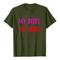 thumbnail image 1 of Mon Corps Mon Choix T-Shirts Femmes Col Rond Imprimé de Lettres Droit à l'Ivoire Été Décontracté Manches Courtes Tuniques, 1 of 7