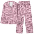 thumbnail image 2 of Charella Pajamas for Women Button Front Shirt and Pants Loungewear Set Pink,8, 2 of 6