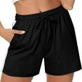 thumbnail image 2 of JSheng Women Casual Sports Shorts Women's Sports Pocket Casual Running Drawstring Loose Fitness Shorts Black XXL, 2 of 5