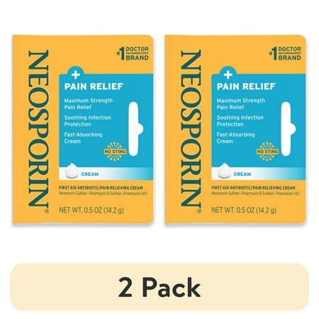 (2 pack) Neosporin + Pain Relief Dual Action First Aid Antibiotic Cream,.5 oz