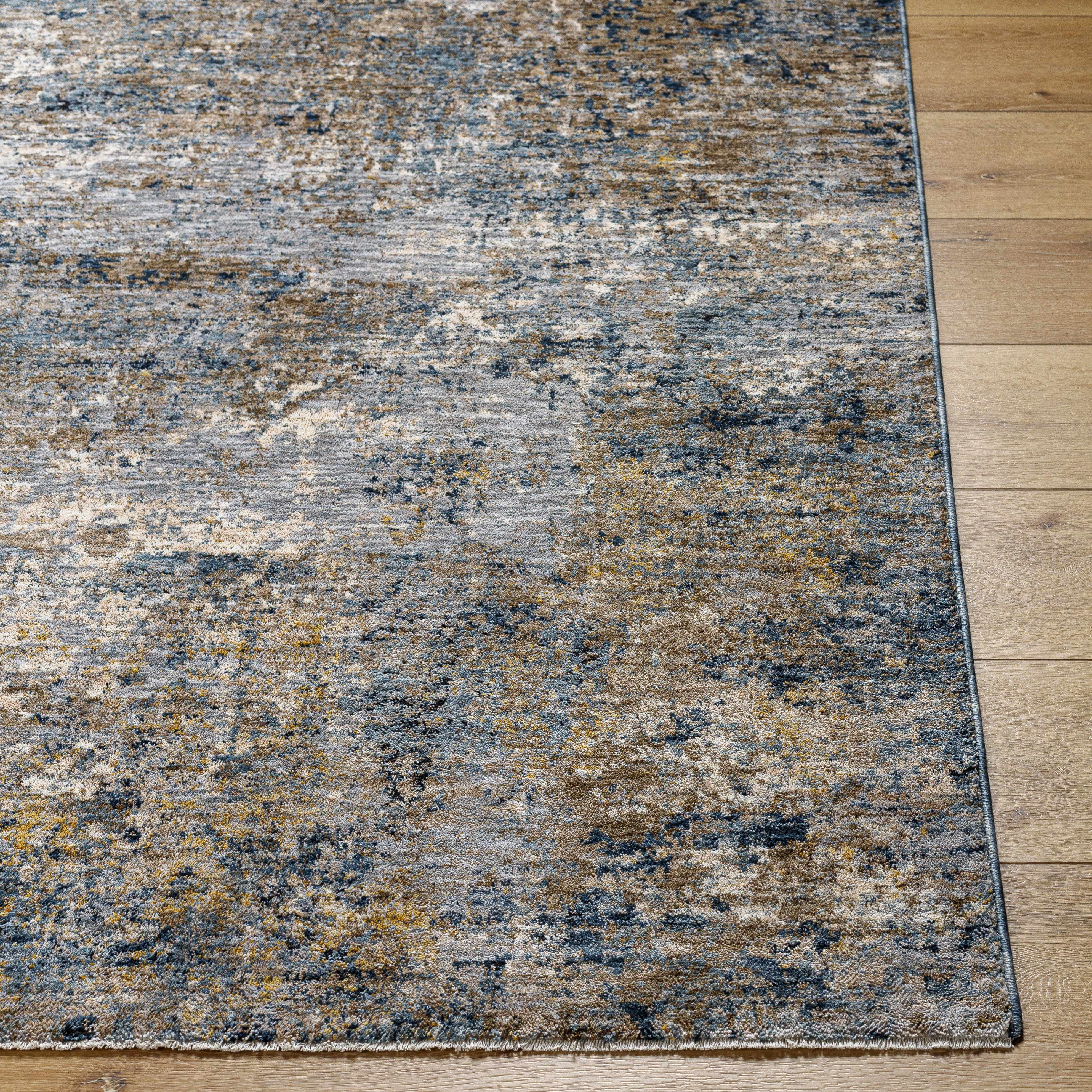 Hauteloom Gorokan Contemporary Abstract Living Room Bedroom Dining Room Area Rug - Modern Distressed Bohemian Carpet - Brown, Cream, Beige, Brown, Gray - 6'7" Round