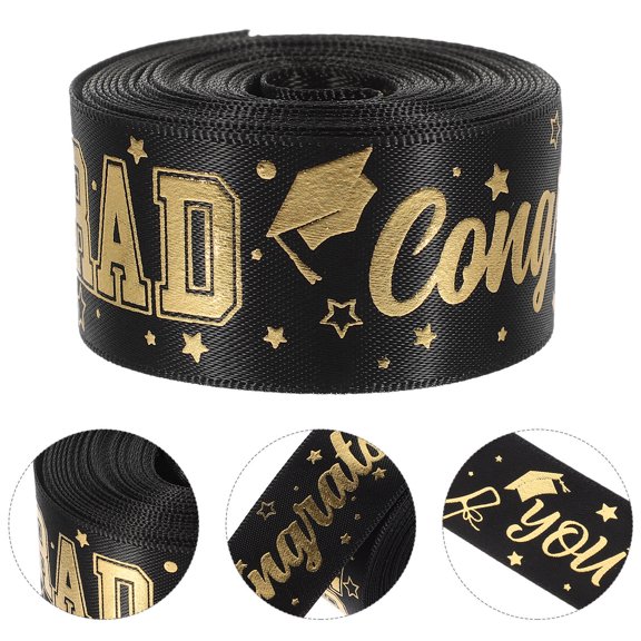 SEWCHICS Black Ribbon Roll for Graduation Decoration 2024, Elegant Graduation Ceremony Decor for Women