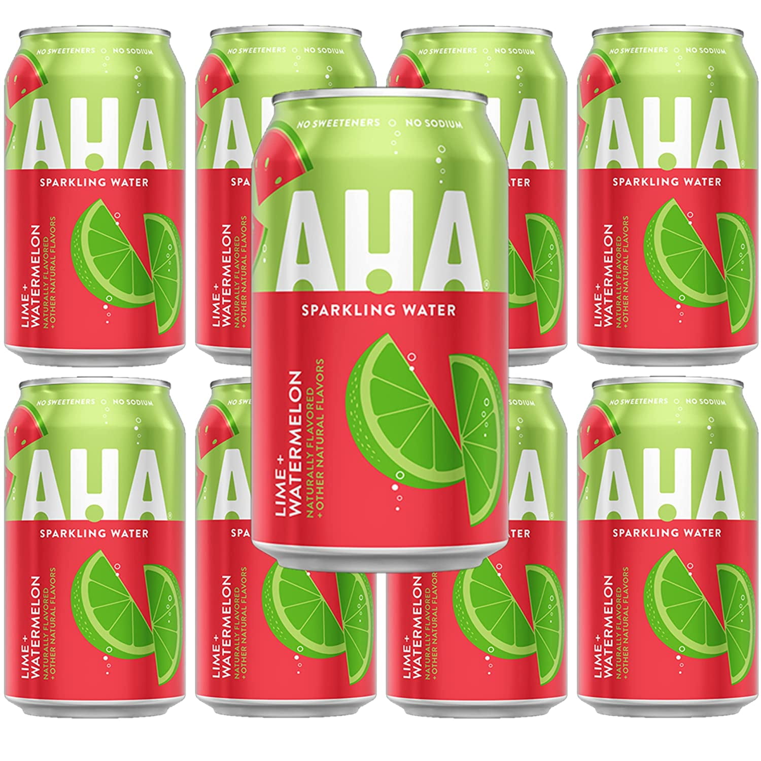 Aha Sparkling Water, Lime Watermelon, 12Oz Cans, Pack Of 8