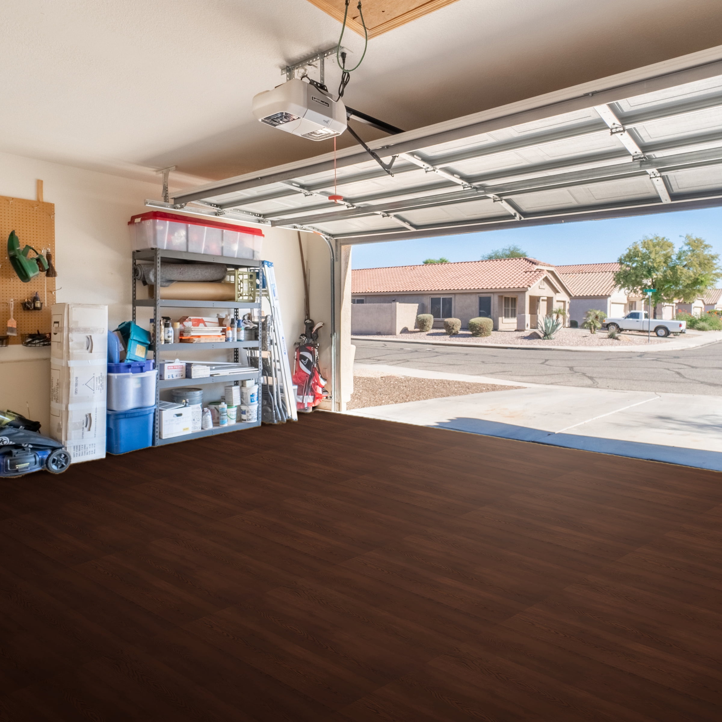 Sorbus Waterproof Wood Grain Foam Floor Tiles, 30 Tiles, 120 Sq Ft, Interlocking, Mahogany