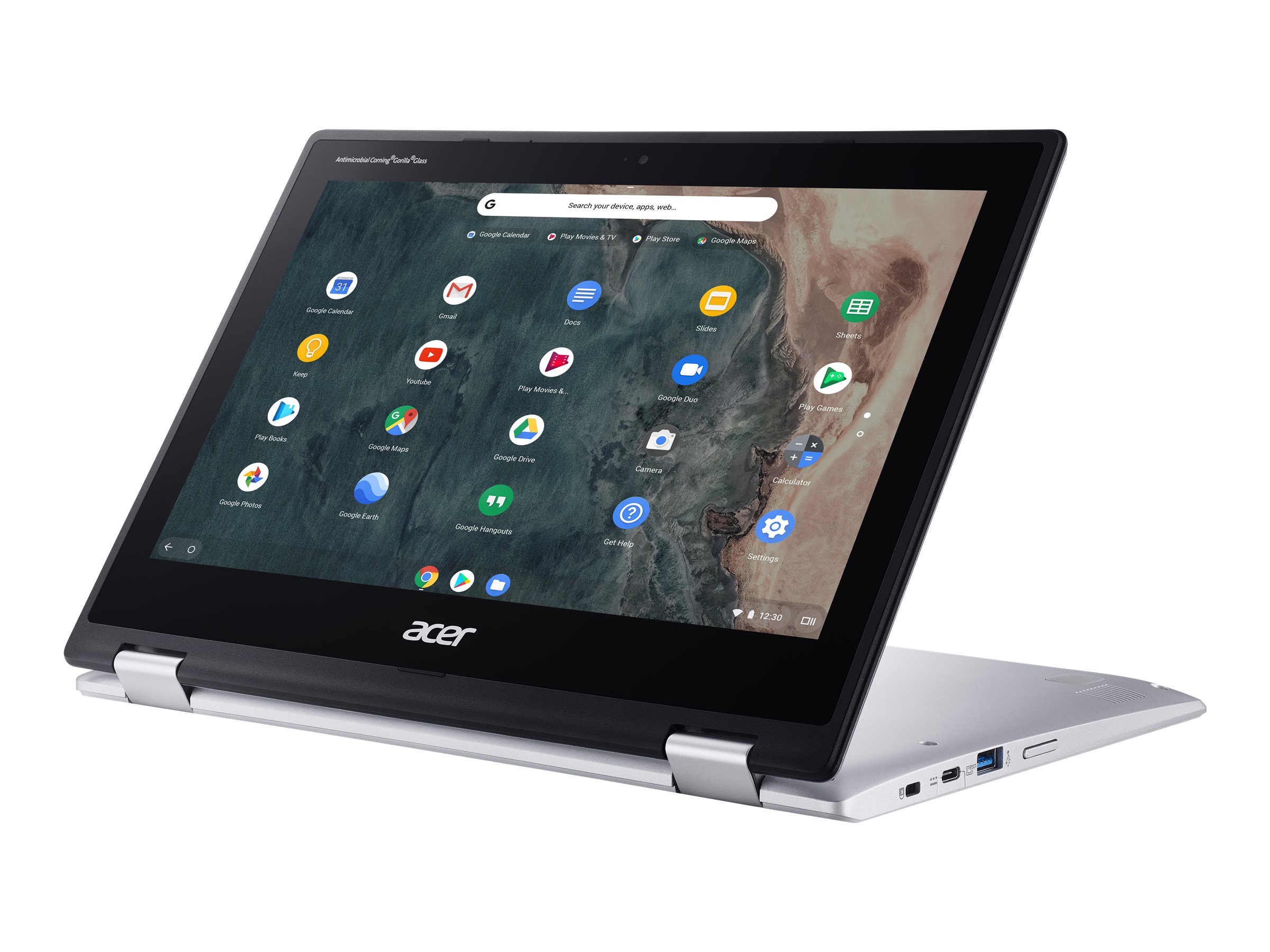 Acer Chromebook Spin 311 CP311-2H-C008 - Flip design - Celeron N4000 / 1.1 GHz - Chrome OS - 4 GB RAM - 64 GB eMMC - 11.6" AHVA touchscreen 1366 x 768 (HD) - UHD Graphics 600 - Wi-Fi, Bluetooth - pure silver - kbd: US - image 4 of 13