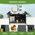 thumbnail image 4 of HOMEFUN Outdoor Bar Cart with Storage Cabinet - Waterproof Serving BBQ Grill Cart on Wheels for Patio and Backyard, 4 of 13