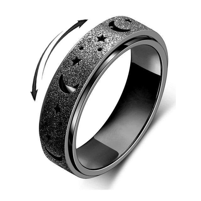 Fidget Ring Anxiety Ring for Women Men Titanium Stainless Steel Spinner Ring Fidget Toys Adults 18K Gold Color Size 6-10