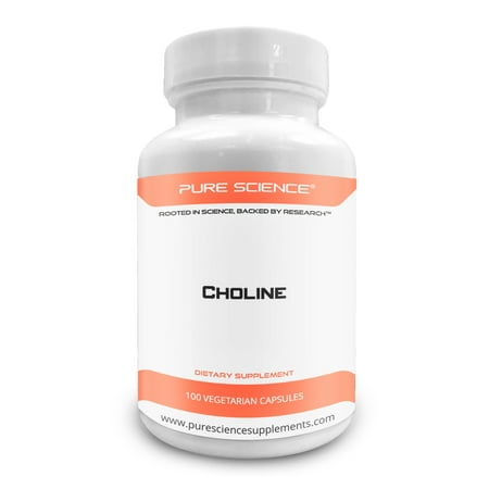 Pure Science Choline Bitartrate Capsules 240mg - Improves Brain Function, Muscle Function & Overall Health - 100 Vegetarian Capsules of Choline Bitartrate (Best Supplements To Improve Brain Function)