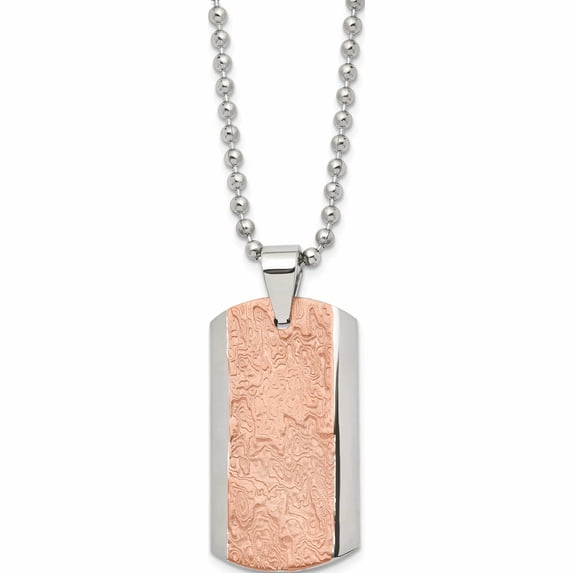 Stainless Steel Polished And Textured Brown Ip-Plated 24In Necklace Made In China -Jewelry By Sweet Pea