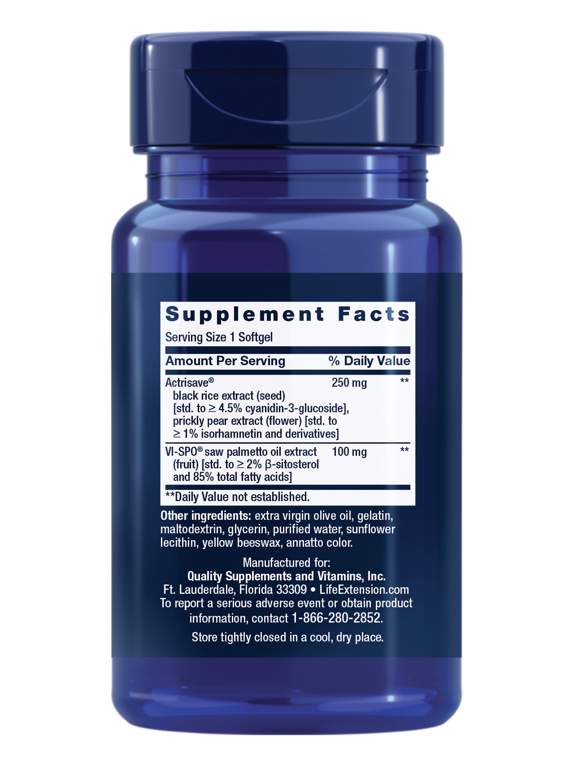 Life Extension Hair Growth for Men, ActriSave® prickly pear and black rice, VI-SPO® saw palmetto, supports hair growth, fullness and density, non-GMO, 1-daily, gluten-free, 30 softgels
