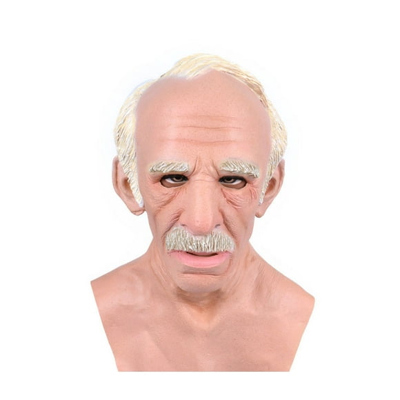Máscara de Halloween con forma de abuelo, peluca de látex para cosplay de hombre mayor, 300 g