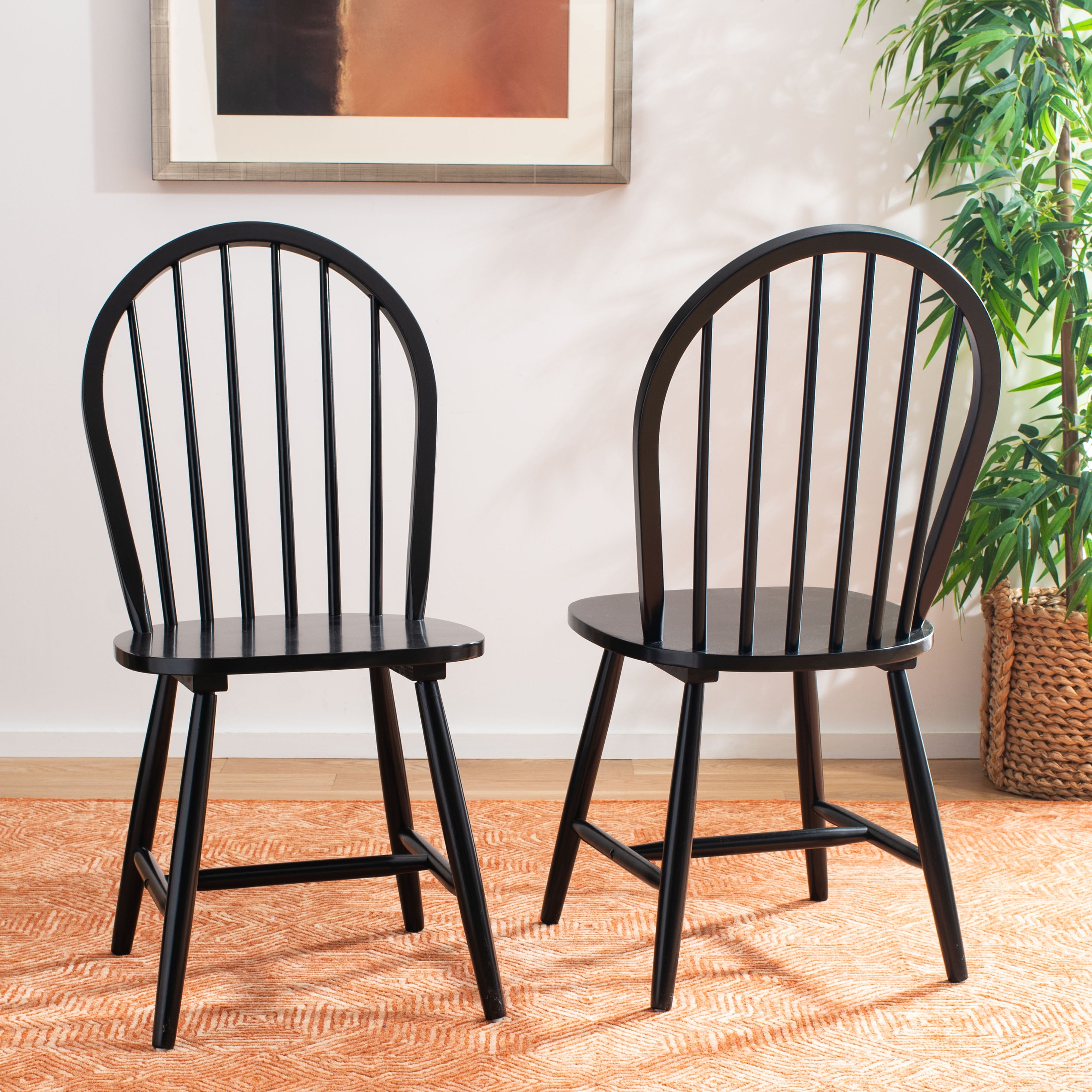 Safavieh Camden Spindle Back Dining Chair, Set of 2, Black