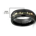 thumbnail image 3 of Metal Masters Tungsten Carbide Mens Ring Wedding Band Black Gold-Tone Heart Beat Carbon Fiber Inlay 8mm Comfort-Fit Black, 3 of 4