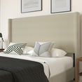 thumbnail image 6 of Merrick Lane Modern Platform Bed with Upholstered Wingback Headboard, King Size, Beige, 6 of 11