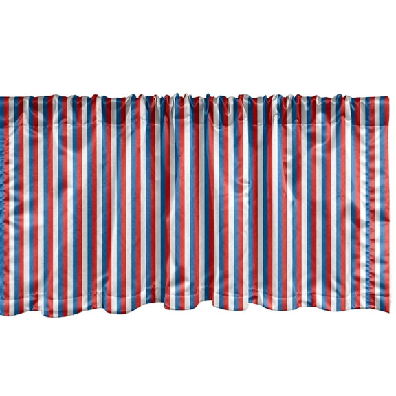 Ambesonne Harbour Stripe Window Valance, Patriotic Colors, 54" X 18", Violet Blue Vermilion
