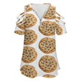 thumbnail image 4 of Chocolate Chip Cookie Womens Summer V Neck Zipper Top Short Sleeve T Shirt Off Shoulder Top Casual Classy Loose Shirts, 4 of 7