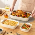 thumbnail image 2 of QLANS Casserole Dishes for Oven, Ceramic Baking Dishes Set of 3, Baking Pan Casserole Dish Set, Rectangular Lasagna Pan Deep with Handles for Baking, White (14.5''/11''/8.2''),Set of 3, 2 of 5