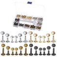 thumbnail image 1 of 180 Juego Cuero Remaches Kit 4 Colores 3 Tamaños Metal Tachuelas Doble Tapa Remache con 3uds Instalación Herramientas Remaches para Cuero Tela Reparación Decoración, 1 of 6