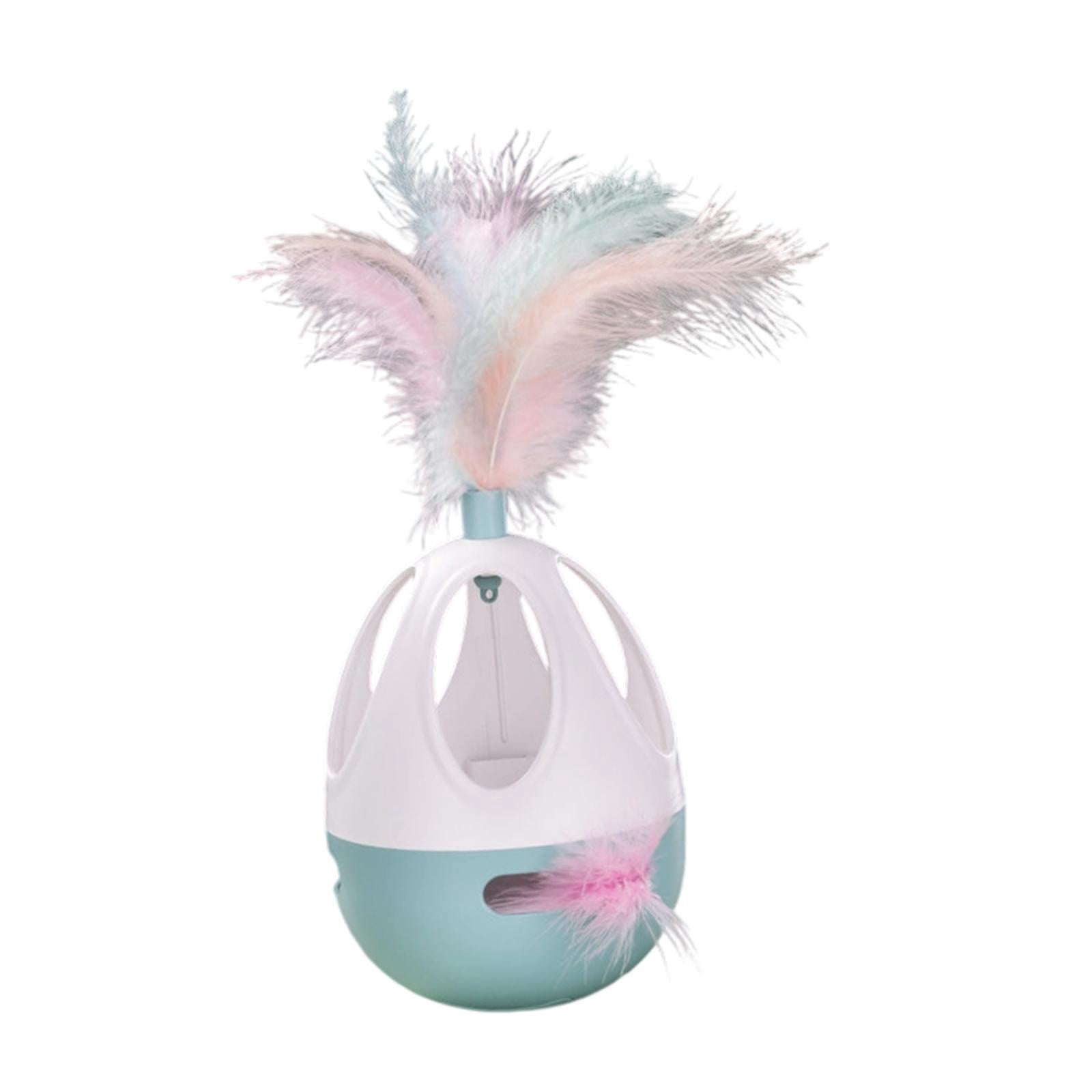 Serenable Cat Exercise Tumbler Interactive Ball Feather Teaser Toy for All Cats Breeds Blue