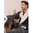 thumbnail image 4 of Men's Coral Fleece Robe Full Length Lounge Shawl Bathrobe with 2 Pockets, 4 of 7