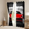 thumbnail image 3 of Castle Fairy Modern Sports Car Black Out Curtains for Boys, Garage Entrance Art Curtains Pack of 2 (42x63 Each) for Bedroom, Red Black, 3 of 6