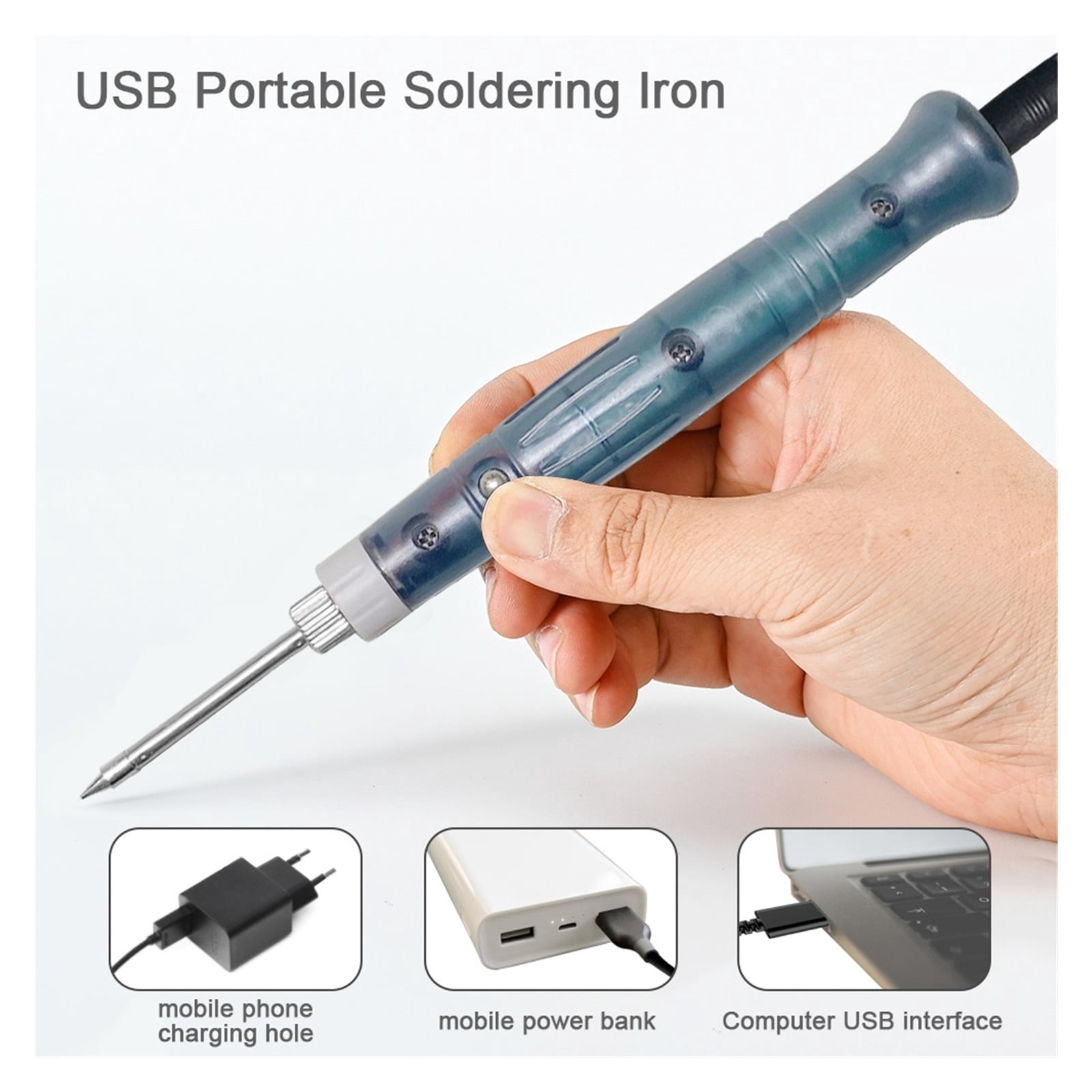 Portable USB Soldering Iron Professional Electric Heating Tools Rework Indicator Light Handle Welding Gun outdoor Repair Tool ,Internally Heated
