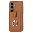 thumbnail image 4 of Compatible with Samsung Galaxy S24 Wallet Phone Case,360°Rotation Finger Ring Holder Kickstand,with Card Holder,Lychee Pattern PU Leather Durable Shockproof Rugged Phone Case,Brown, 4 of 12