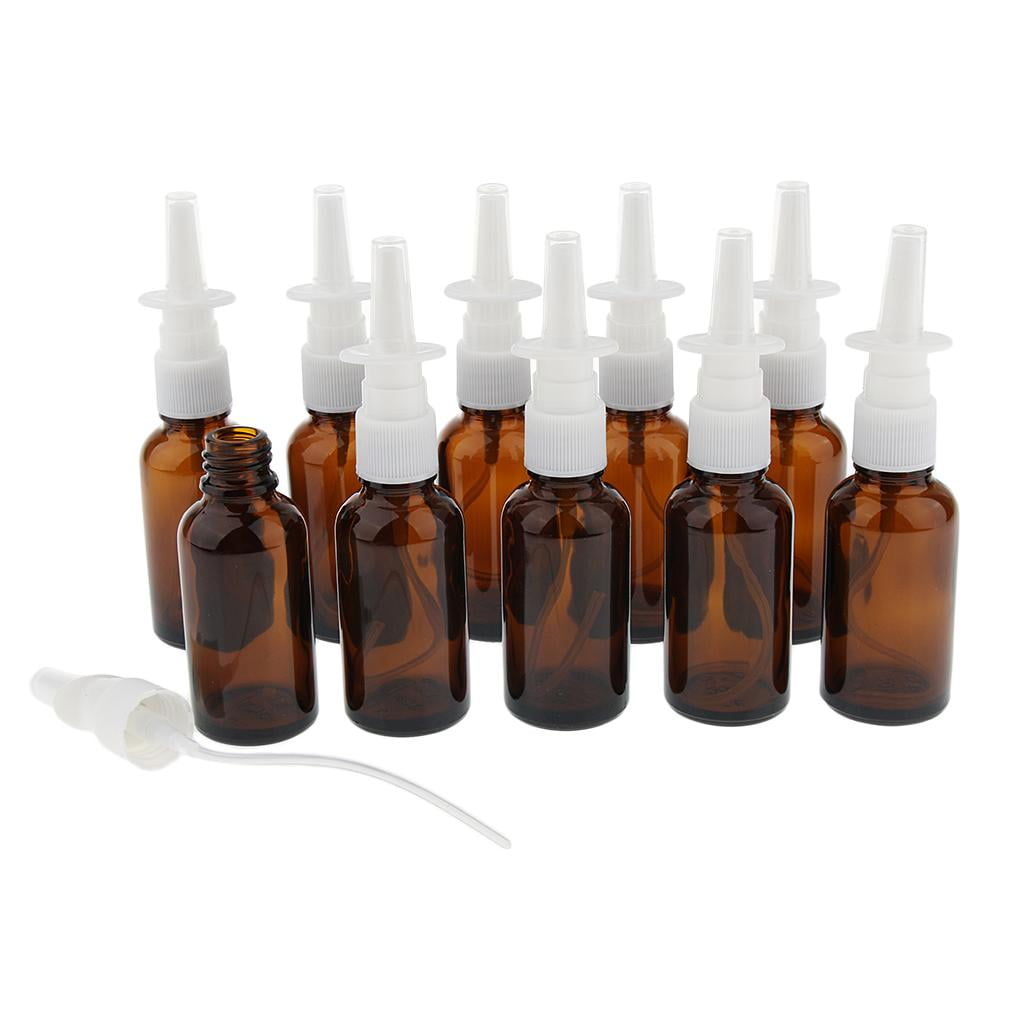 10 Pieces 30ml Empty Glass Nasal Spray Bottle Vials Sprayer Brown