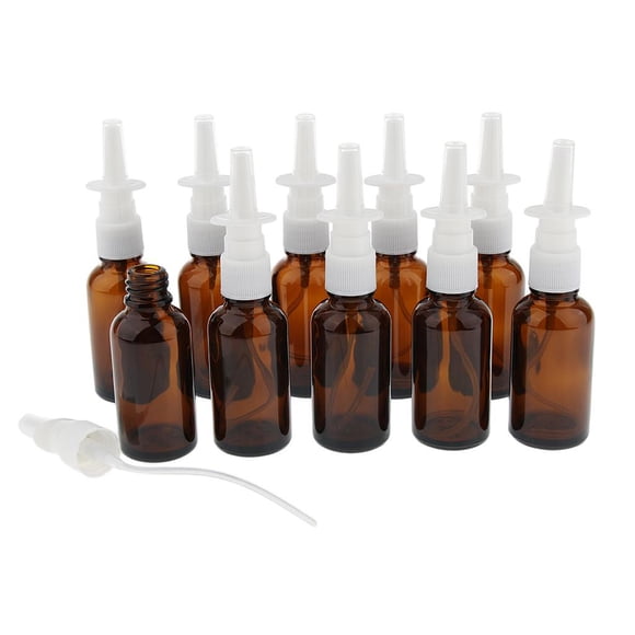 10 Uds 30ml Mini vidrio vacío recargable rociador botella de Nasal niebla fina marrón jinwen Botella de spray nasal vacía