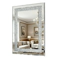 thumbnail image 2 of Noble House Crystal Crush Diamond Silver Wall Mirror,Modern Rectangular Mirror with Beveled Edge,Silver, 2 of 7