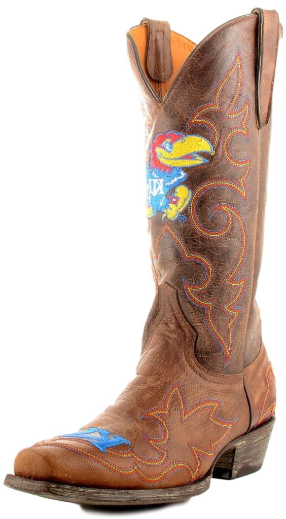 Gameday Boots Mens Leather University Of Kansas (Ku) Cowboy Boots by GameDay Boots