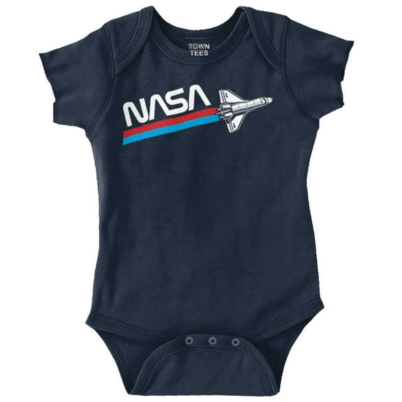 NASA Worm Logo American Space Shuttle Romper Boys or Girls Infant Baby Brisco Brands 12M
