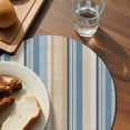 thumbnail image 3 of Blue Brown Beige Round 13 Inch Placemats Set of 6, Boho Farmhouse Abstract Stripes Art HeatResistant Non Slip Place Mats for Dining Table, Wipeable Braided Kitchen Table Mats for Housewarming, 3 of 9