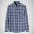 thumbnail image 2 of JUUYY Flannel Shirt for Men Casual Button Down Work Soft All Cotton Lightweight Flannel Mens Plaid Shirts Long Sleeve Navy#2 XXL, 2 of 3