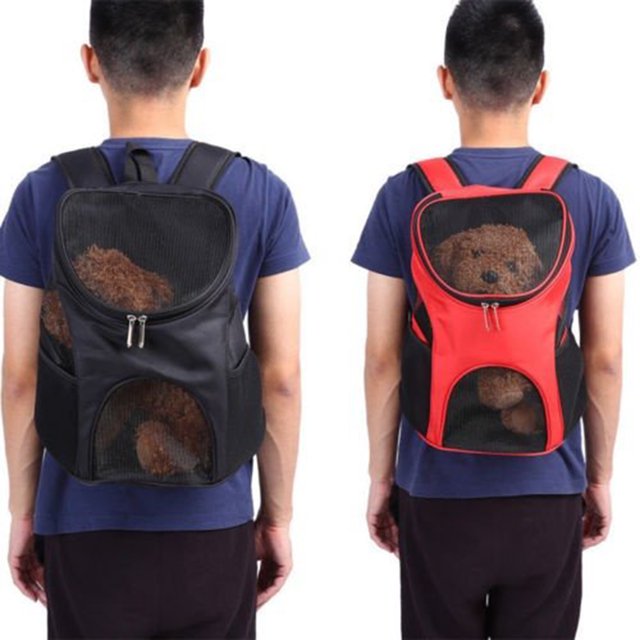 Goory Sac Réglable Chien Porte-Bagage Sac à Dos Double Fermeture Éclair Animaux de Compagnie Sécurité avant Transporteurs Mains Libres Randonnée Stockage Mesh Pliable Easy-Fit Noir S