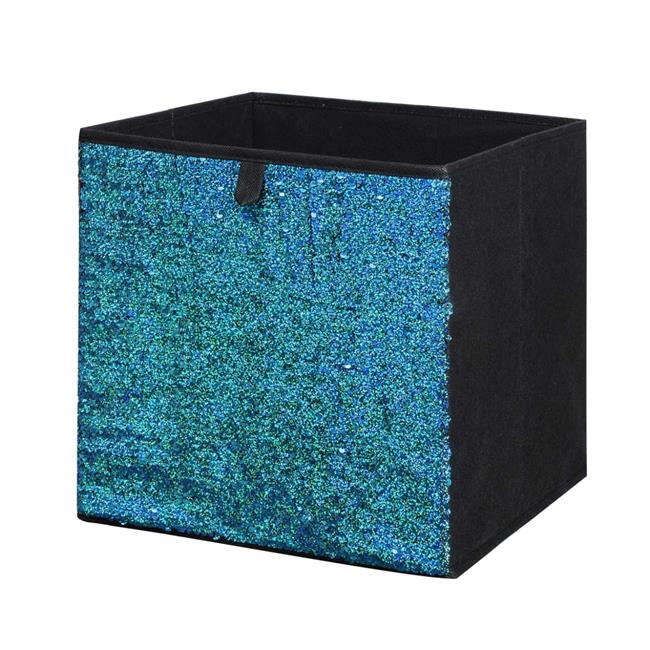 Organize it All 35371W2 Sequin Square Storage Bin, Blue 2 Piece