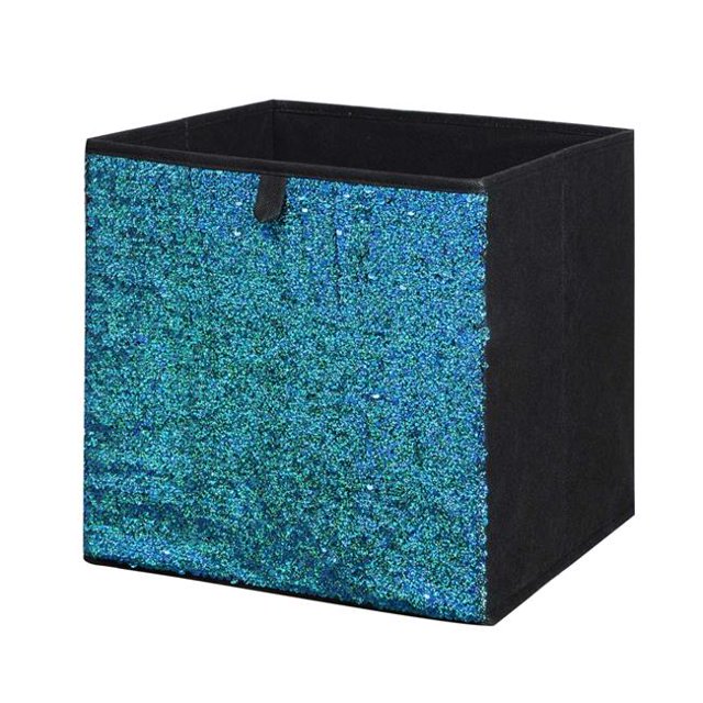 Organize it All Bac de Rangement Carré à Paillettes 35371W-2&44; Bleu - 2 Pièces